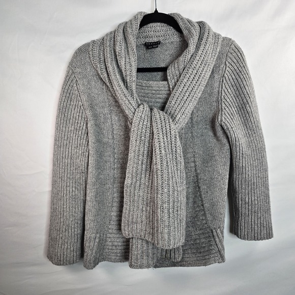 Theory Women's Knit Sweater Scarf‎ Wool Cashmere Cotton Blend Size Medium Gray - Picture 1 of 11
